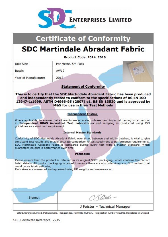 Шерстяная ткань для истирания образца ГОСТ Р ИСО 12947-1-2011 / SDCE Wool Abradent