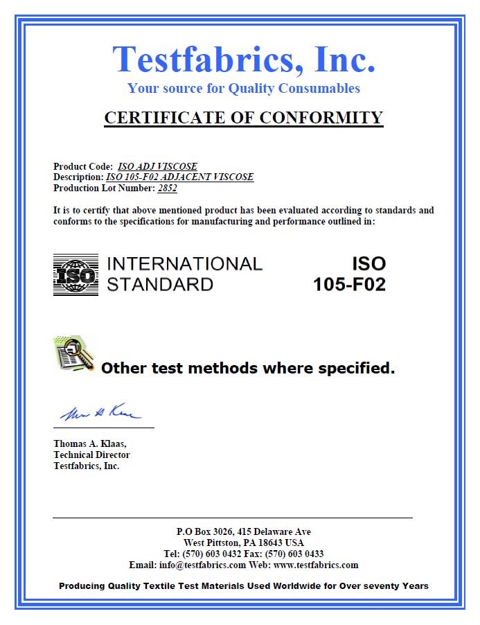 Вискозная смежная ткань Testfabrics